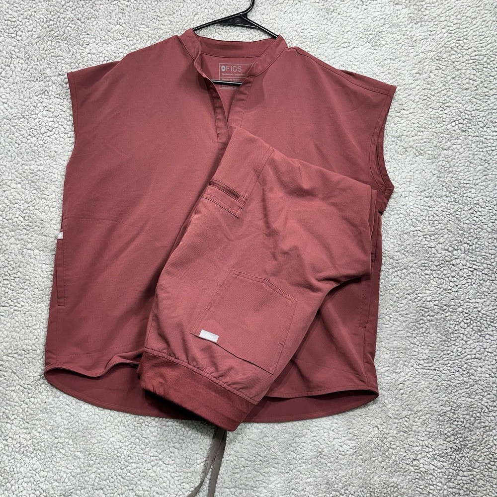Figs Scrubs Mauve Rafaela Medium Top & Zamora Joggers Large